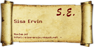 Sisa Ervin névjegykártya